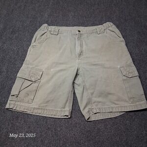 Carhartt Canvas Cargo Shorts Men Size 36 Loden B183 LDN Green WIP 9" Inseam